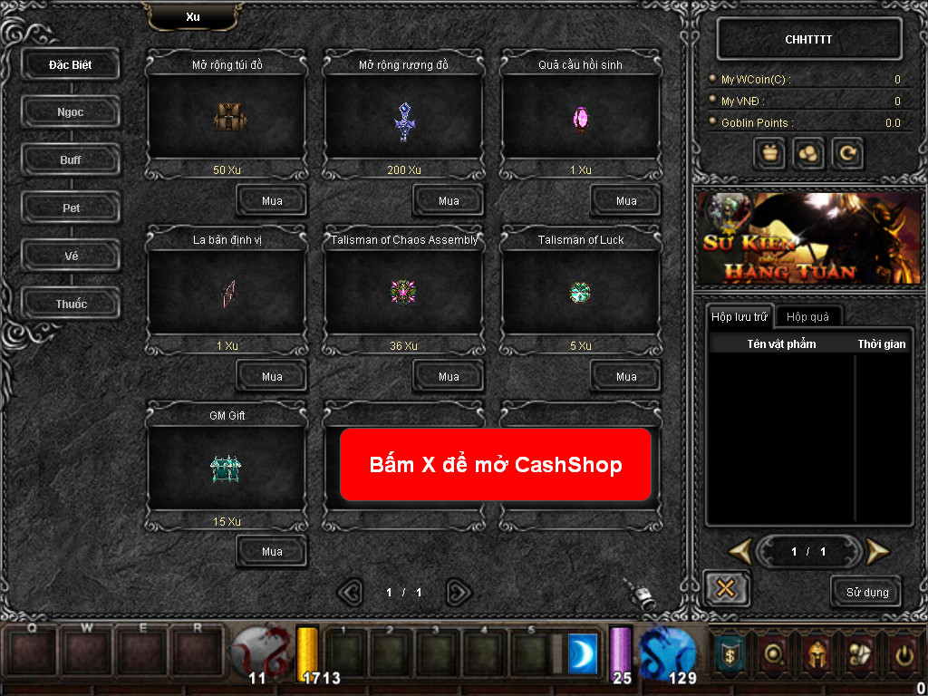 Chức năng chính của Game MU Thành Công Chức năng chính của Game MU Thành Công